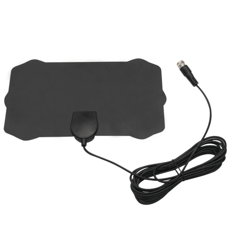 Flache HDTV-Zimmerantenne für Wohnzimmer, Schlafzimmer und Gästezimmer – 22 × 13 cm, 3 m Koaxialkabel, ohne Dachmontage, Schwarz