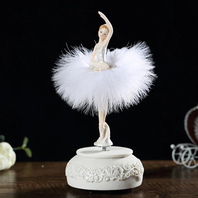 Ballerina-Spieluhr mit Tanzfigur und mechanischer Melodie für Kinderzimmer und Schminktisch – Geschenk zu Geburtstag und Taufe, Rosa oder Weiß