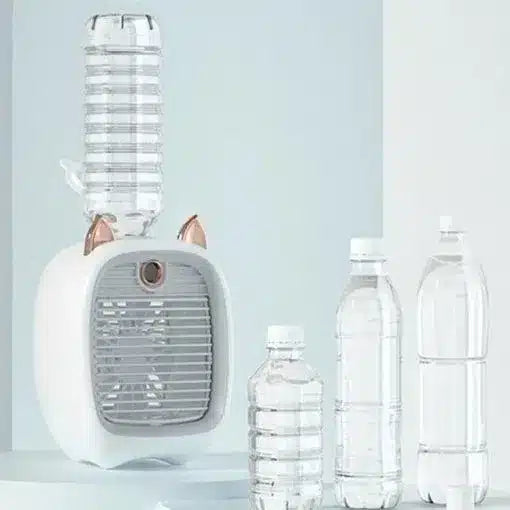 Mobiler USB-Luftkühler mit Sprühnebel und Wassertank für Schreibtisch, Nachttisch und Reisen – 3 Stufen, 2 Sprühmodi, 1200 mAh, 4 Farben