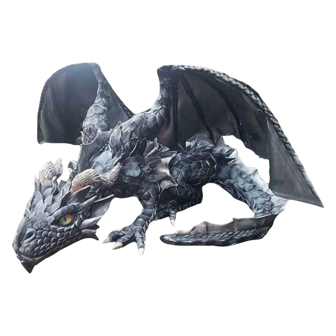 Gotische Drachenfigur als Wächter-Statue aus Kunstharz für Garten, Terrasse und Teichrand – 22 × 18 × 18 cm, wetterfest, kauernder Drache