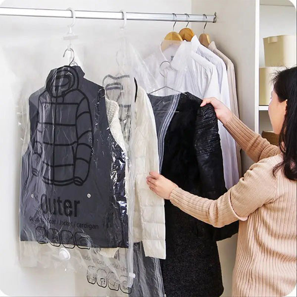 Vakuum-Kleidersäcke zum Aufhängen im 4er-Set für Kleiderschrank, Umzug und Reisen – platzsparend, luftdicht, für jeden Staubsauger, 4 Stück