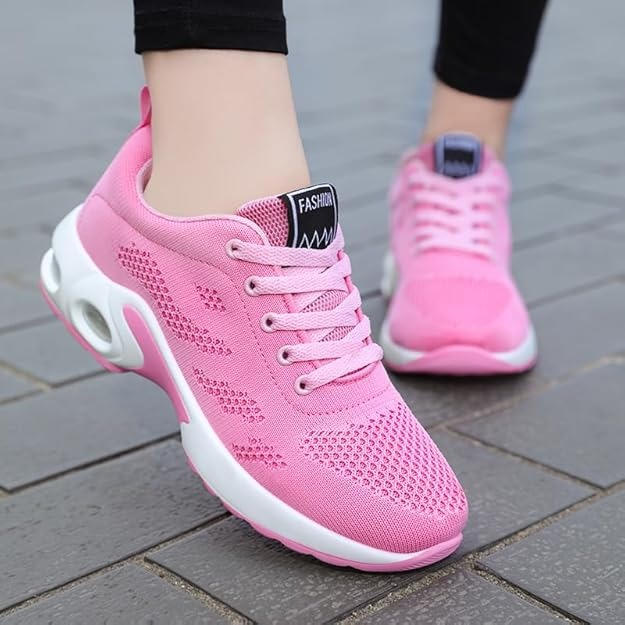 Damen-Sneaker aus Mesh mit Luftpolstersohle und breiter Zehenbox für Alltag und Beruf – atmungsaktiv, leicht, Schnürung, 4 Farben, 7 Größen