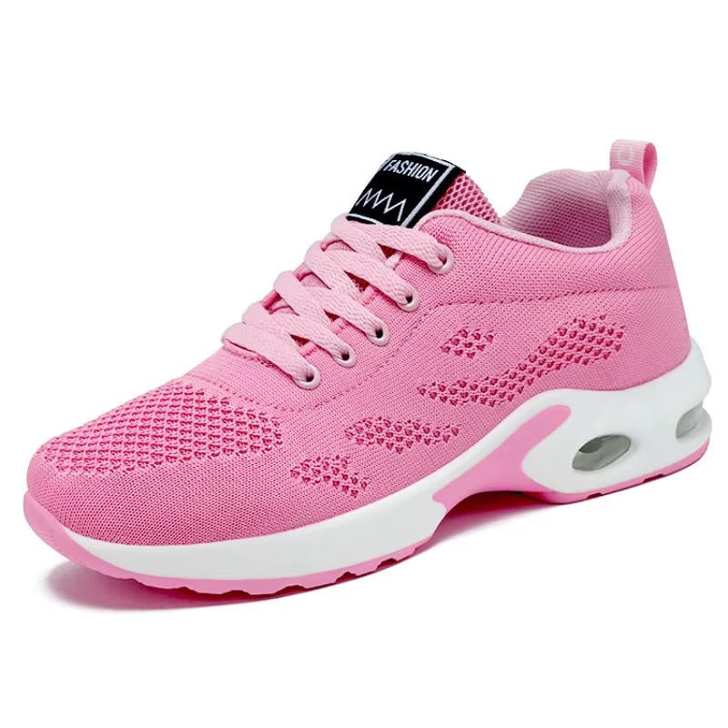 Damen-Sneaker aus Mesh mit Luftpolstersohle und breiter Zehenbox für Alltag und Beruf – atmungsaktiv, leicht, Schnürung, 4 Farben, 7 Größen