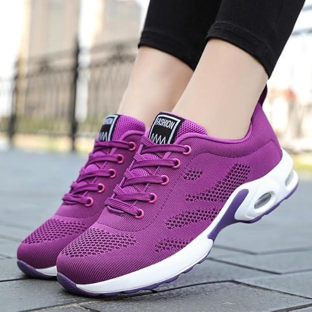 Damen-Sneaker aus Mesh mit Luftpolstersohle und breiter Zehenbox für Alltag und Beruf – atmungsaktiv, leicht, Schnürung, 4 Farben, 7 Größen