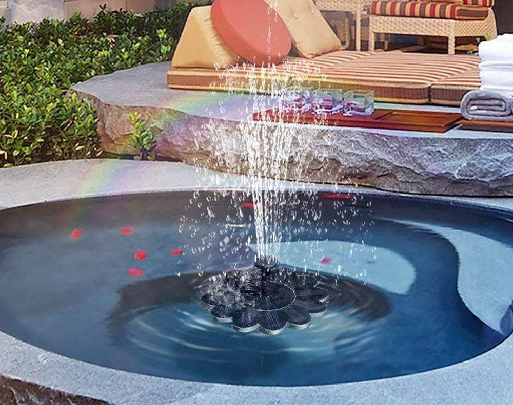 Schwimmender Solar-Springbrunnen in Blumenform für Teich, Pool und Vogeltränke – Sprühhöhe bis ca. 50 cm, Ø ca. 16 cm, ohne Kabel und Batterien