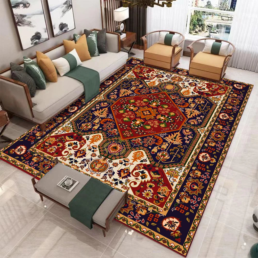 Retro-Teppich im europäischen Stil aus Flanell für Wohnzimmer, Schlafzimmer und Garderobe – 40 × 60 bis 120 × 160 cm, UV-Druck, rutschfest, 7 Motive
