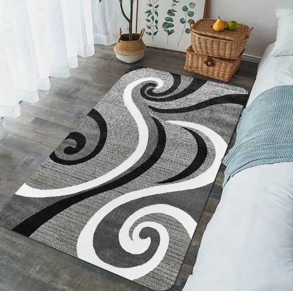 Moderner Teppich mit Linienmuster aus Flanell für Wohnzimmer, Schlafzimmer und Büro – 40 × 60 bis 120 × 160 cm, rechteckig, rutschfest, 5 Motive