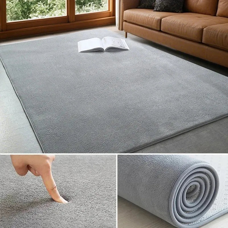 Weicher Teppich aus Korallensamt für Wohnzimmer, Schlafzimmer und Spielecke – 80 × 120 bis 140 × 200 cm, einfarbig, rechteckig, rutschfest, 9 Farben