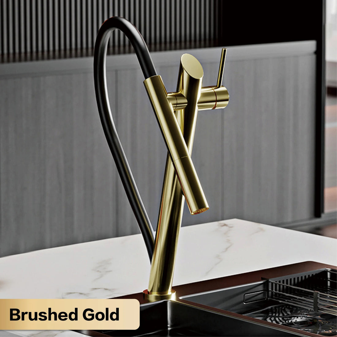 Ausziehbare Küchenarmatur aus Messing für die Küchenspüle – 2 Strahlarten, magnetische Brausehalterung, drehbar, Warm- und Kaltwasser, 5 Farben