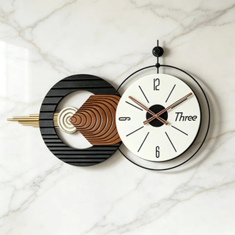 Minimalistische Wanduhr mit Holz-Zifferblatt für Wohnzimmer, Schlafzimmer und Büro – 88 × 51,5 cm, groß, geräuschloses Quarzwerk, modern