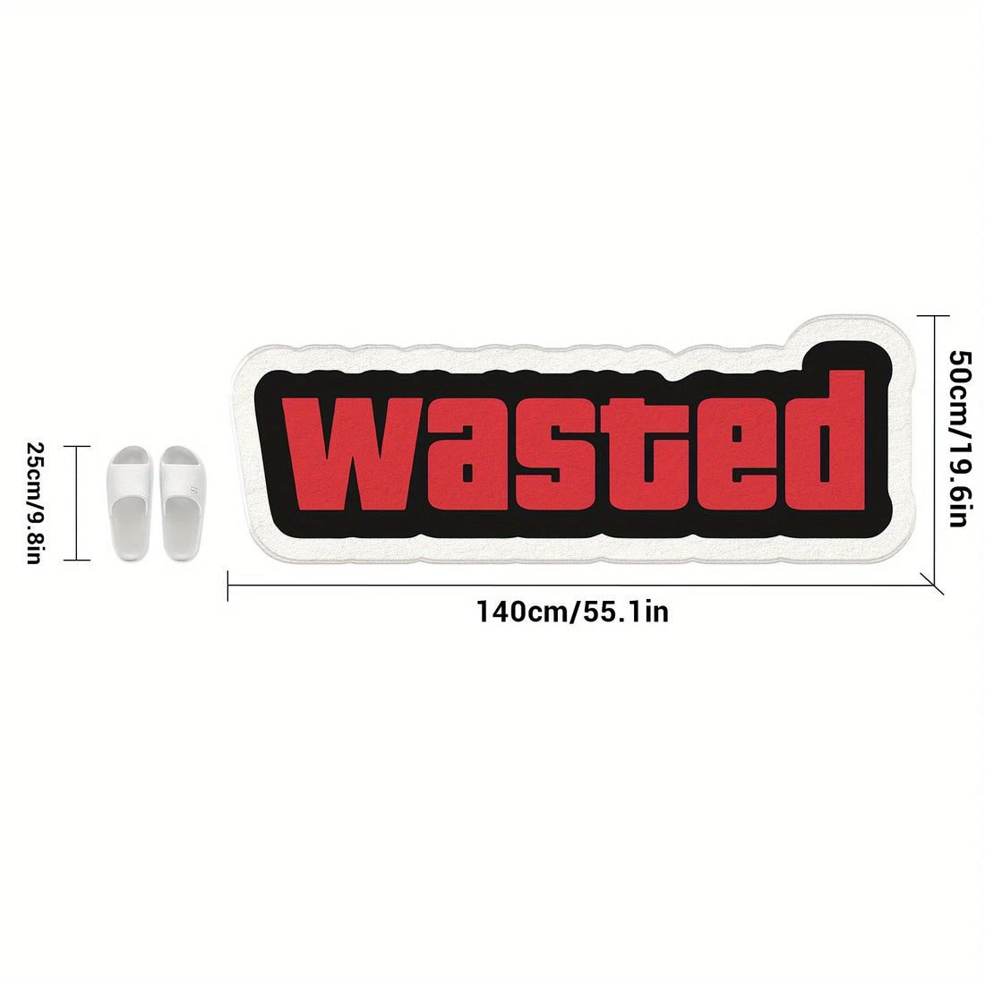 Läufer mit rotem Schriftzug „WASTED“ für Schlafzimmer, Wohnzimmer und Flur – 40 × 120 bis 60 × 160 cm, weich, rutschfest, wasseraufnehmend