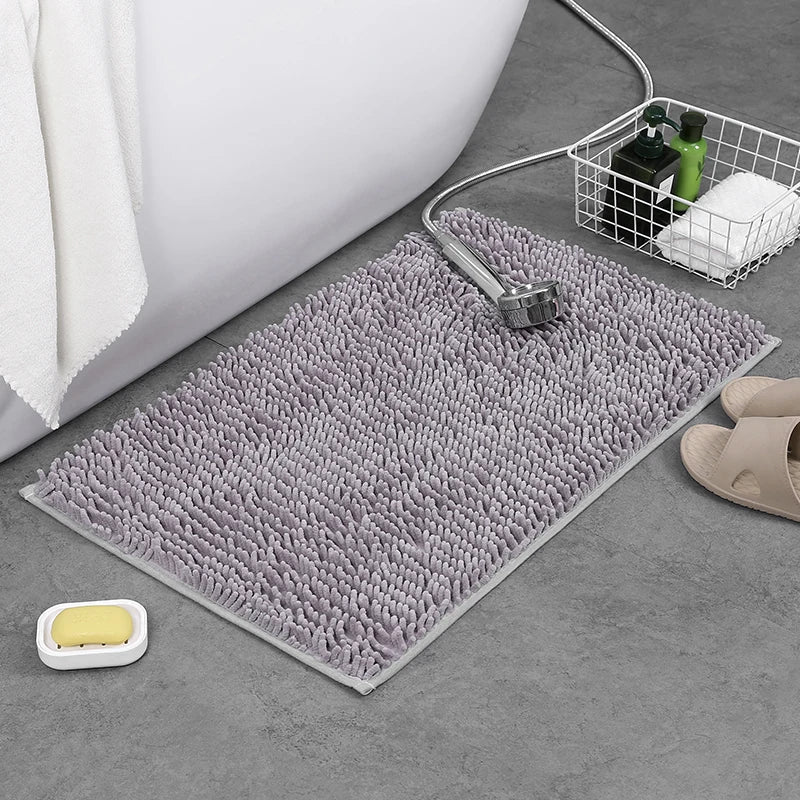 Flauschige Chenille-Badematte für Badezimmer und WC – 40 × 60 oder 50 × 80 cm, rechteckig, saugfähig, rutschfest, 8 Farben