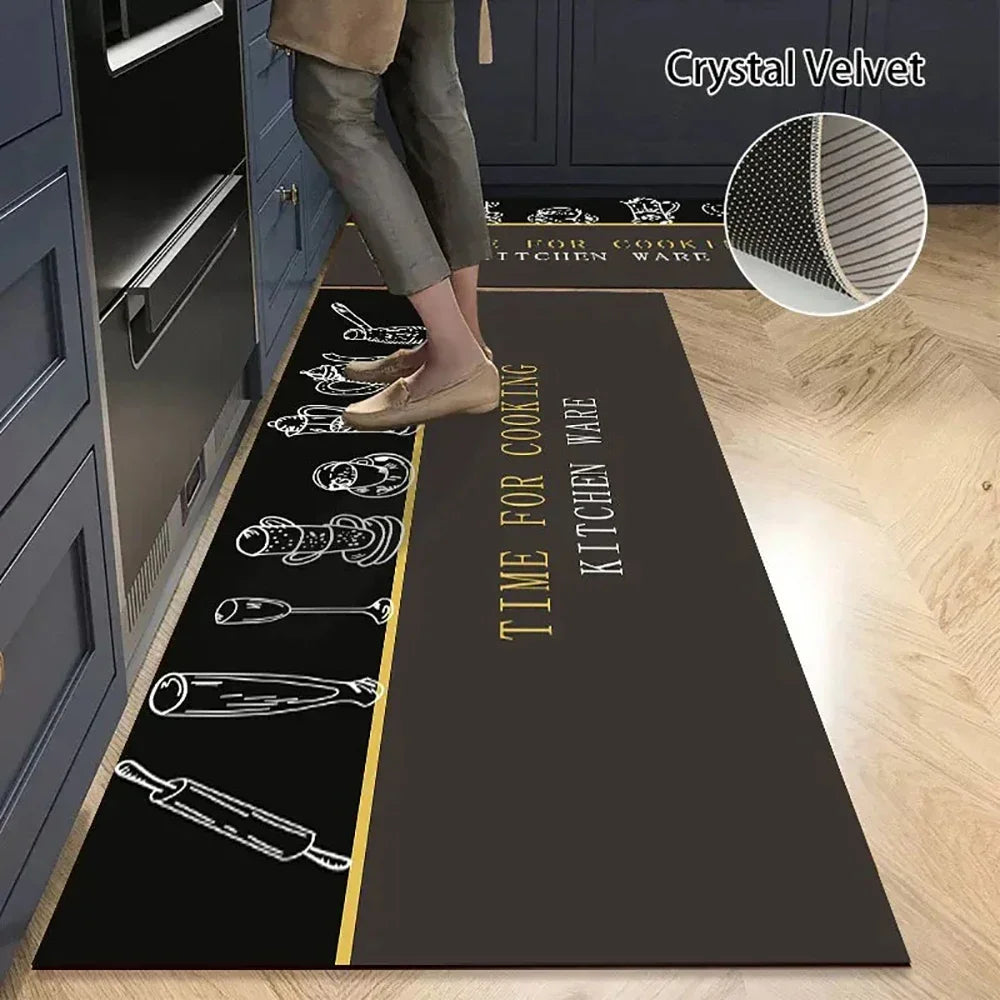 Langer Küchenläufer aus Kristallsamt für Küche, Flur und Wohnzimmer – 40 × 60 bis 50 × 160 cm, bedruckt, saugfähig, rutschfest, PVC-Rücken, 25 Motive