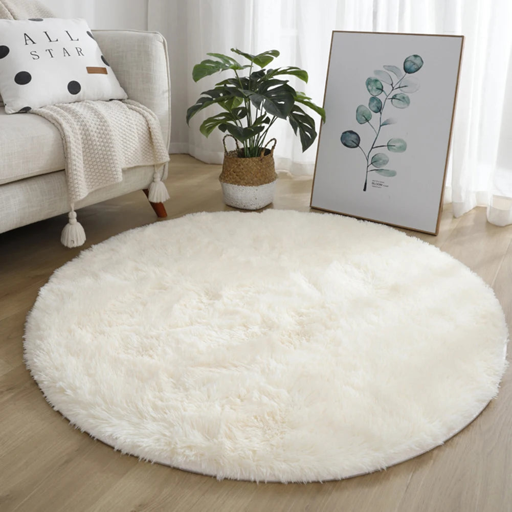 Runder Hochflor-Teppich mit 4 cm Flor für Wohnzimmer, Schlafzimmer und Kinderzimmer – Ø 40, 60 oder 80 cm, rutschfest, waschbar, 12 Farben