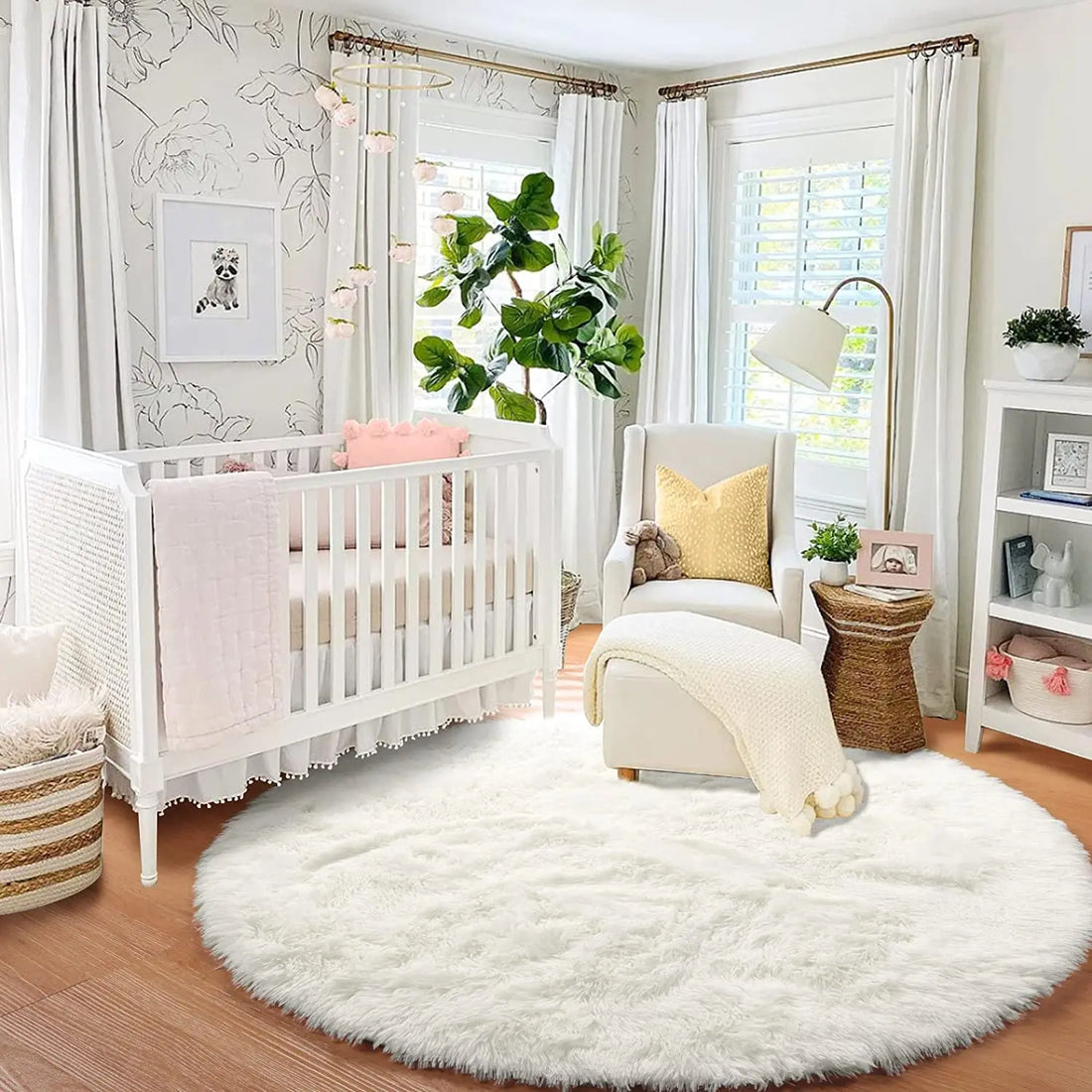 Runder Hochflorteppich in Regenbogenfarben für Kinderzimmer und Schlafzimmer – Ø 60 bis 160 cm, flauschig, Memory-Schaum, rutschfest