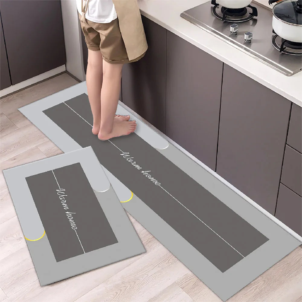 Einfarbige Küchenmatte aus Kristallsamt als Läufer für Küche, Bad und Flur – 40 × 60 bis 50 × 160 cm, saugfähig, rutschfest, 5 Ausführungen