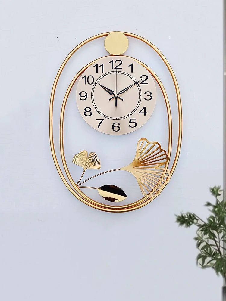 Wanduhr aus Metall im nordischen Stil als Wanddekoration für Schlafzimmer und Wohnzimmer – 46 × 34 oder 55 × 43 cm, geräuschloses Quarzwerk