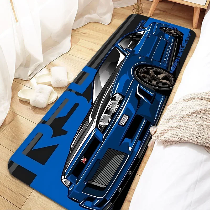 Teppich mit Rennsport-Motiv für Schlafzimmer, Flur und Eingang – 40 × 60 bis 80 × 180 cm, Flanell, weich, rutschfest, geräuschdämpfend, 16 Motive
