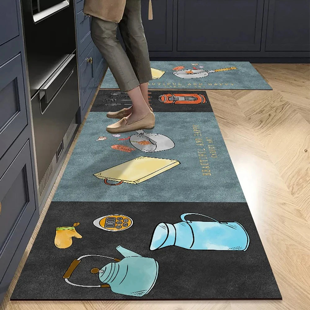Küchenläufer aus Kristallsamt mit Druckmotiv für Küche, Wohnzimmer und Schlafzimmer – 40 × 60 bis 50 × 160 cm, einzeln oder im Set, 25 Motive