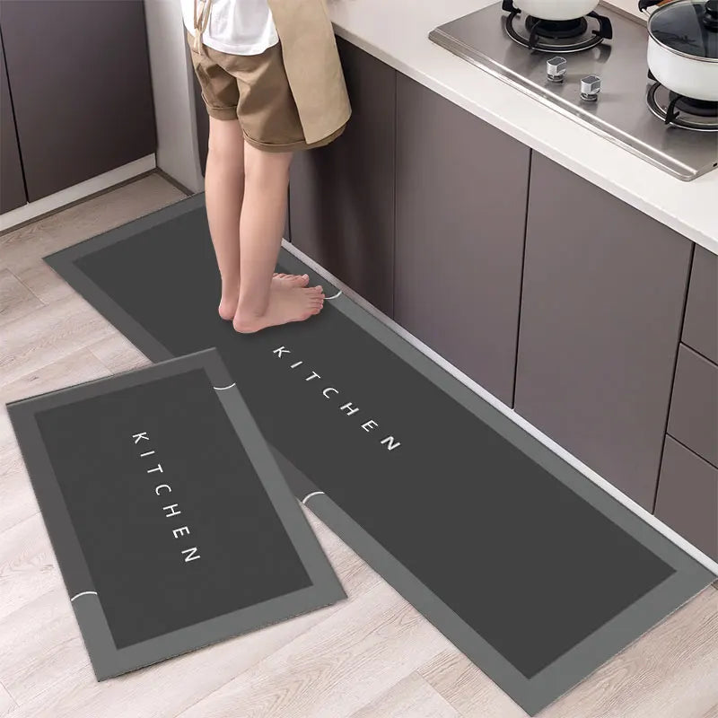 Einfarbige Küchenmatte aus Kristallsamt als Läufer für Küche, Bad und Flur – 40 × 60 bis 50 × 160 cm, saugfähig, rutschfest, 5 Ausführungen