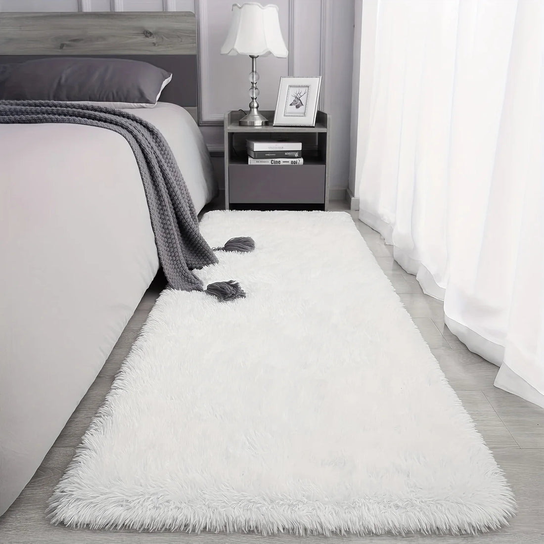 Ultraweicher Plüschteppich in Kunstfell-Optik für Wohnzimmer, Schlafzimmer und Flur – 40 × 60 bis 80 × 160 cm, einfarbig, rutschfest, 3 Farben