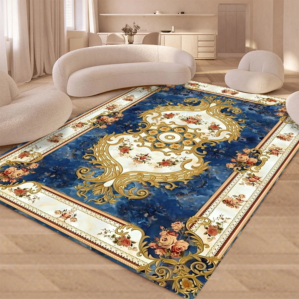 Teppich mit Retro-Blumenmuster im europäischen Stil für Wohnzimmer, Schlafzimmer und Ankleide – 40 × 60 bis 120 × 160 cm, rutschfest, 7 Motive