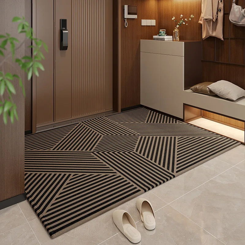 Fußmatte aus Kristallsamt im Light-Luxury-Stil für Eingang, Foyer und Wohnzimmer – 40 × 60 bis 80 × 120 cm, gestreift, rutschfest, 6 Motive