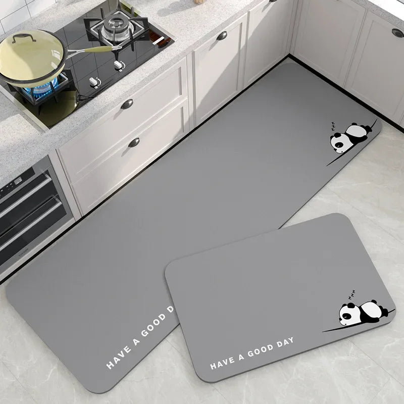 Kieselgur-Küchenmatte mit Cartoon-Druck für Küche und Bad – 40 × 60 bis 50 × 160 cm, wasserdicht, rutschfest, einzeln oder im 2er-Set, 9 Motive