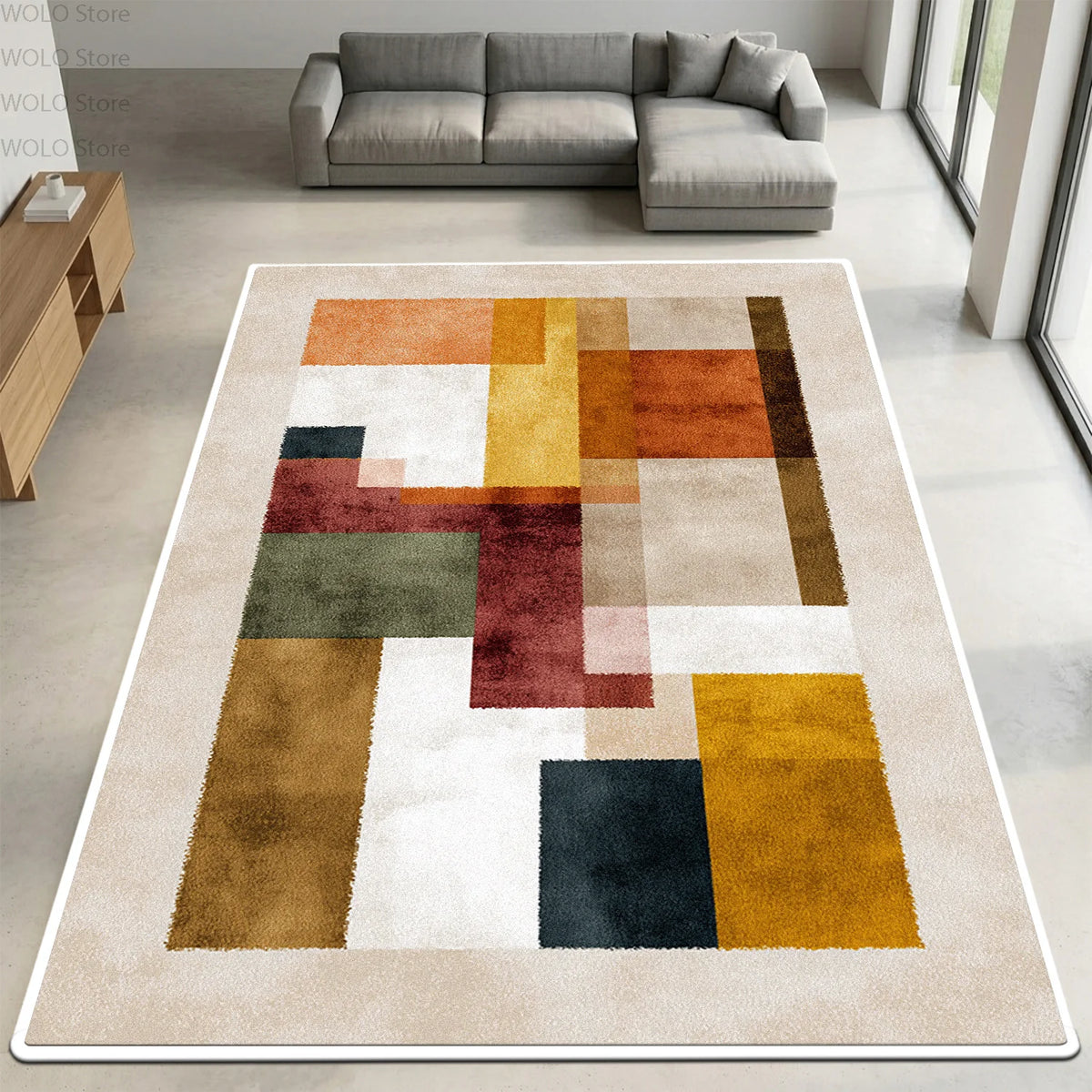 Moderner Teppich mit geometrischem Farbblock-Muster für Wohnzimmer und Schlafzimmer – 50 × 80 bis 200 × 400 cm, rutschfest, waschbar, 11 Motive