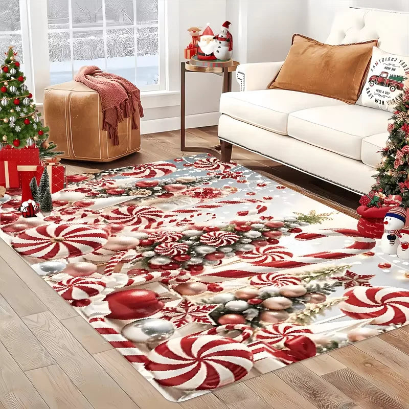 Weihnachtsteppich mit festlichem Motiv für Wohnzimmer, Schlafzimmer und Eingang – 40 × 60 bis 120 × 160 cm, weich, als Willkommensmatte, 4 Motive