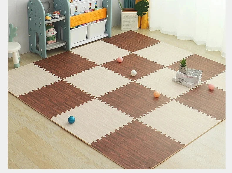 Puzzlematten in Holzmaserung aus EVA-Schaum für Spielbereich, Fitness und Yoga – je 30 × 30 × 1 cm, 4 bis 20 Stück, leicht, 8 Farben