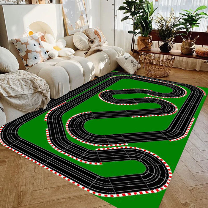 Spielteppich mit Rennstrecken- und Flughafenmotiv für Spielzeugautos im Kinderzimmer – 40 × 60 bis 120 × 160 cm, Flanell, rutschfest, 6 Motive