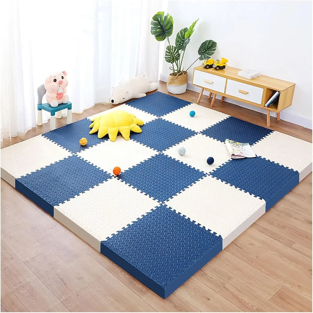 Puzzlematte aus EVA-Schaum als Krabbel- und Spielmatte für Baby und Kinderzimmer – 8 Platten à 30 × 30 cm, 2,5 cm dick, rutschfest, 11 Farben
