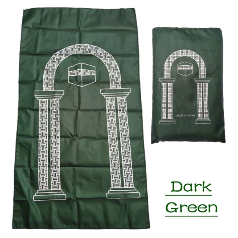 Tragbarer Gebetsteppich aus wasserdichtem PU mit Torbogen-Motiv für Reisen und Zuhause – 52 × 100 cm, geflochten, bedruckt, mit Tasche, in 4 Farben