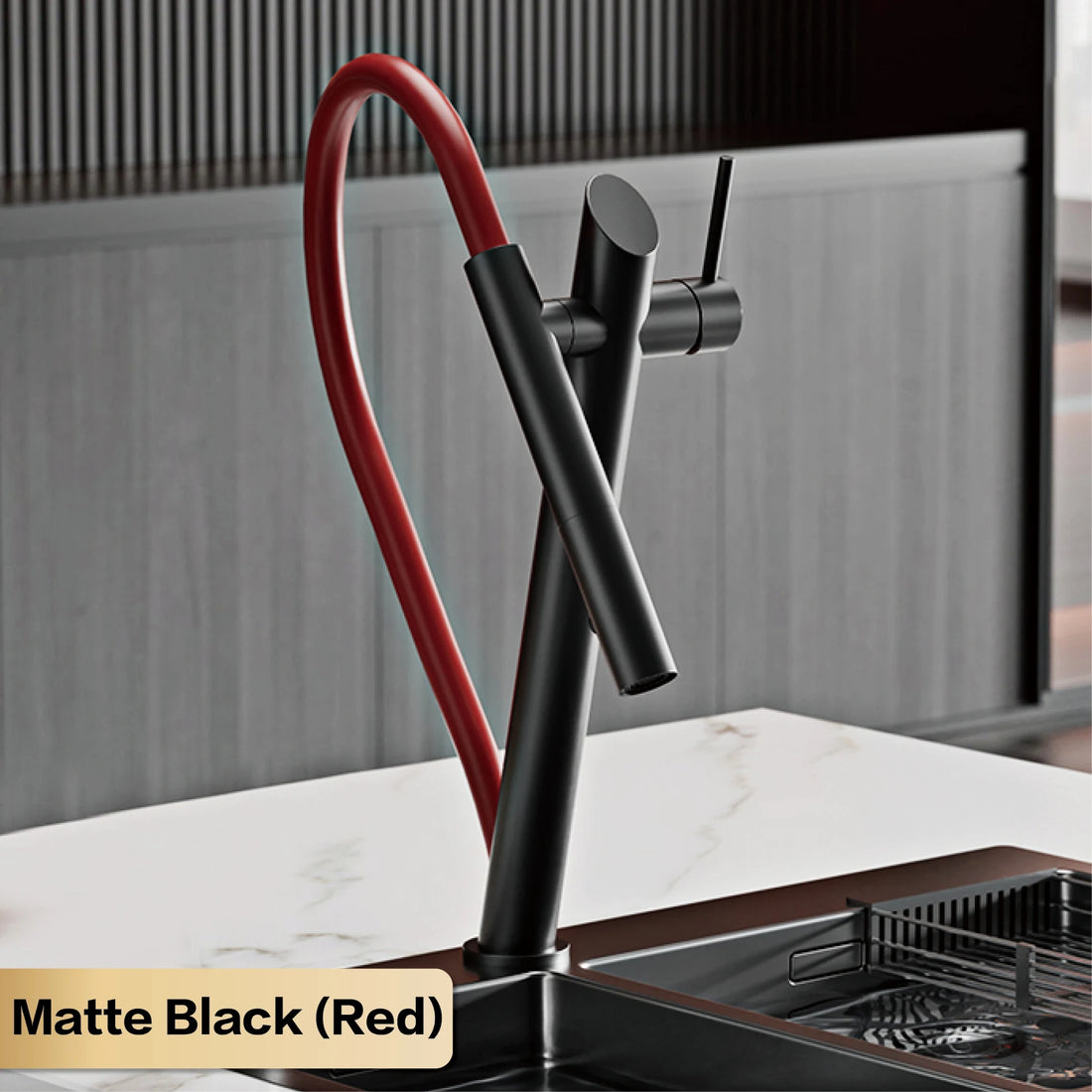 Ausziehbare Küchenarmatur aus Messing für die Küchenspüle – 2 Strahlarten, magnetische Brausehalterung, drehbar, Warm- und Kaltwasser, 5 Farben