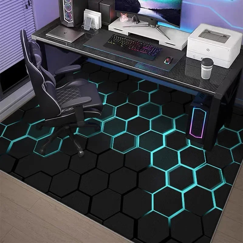 Gaming-Teppich aus Kristallsamt für E-Sport-Zimmer, Wohnzimmer und Büro – 80 × 120 bis 160 × 230 cm, schalldämmend, rutschfest, 14 Motive