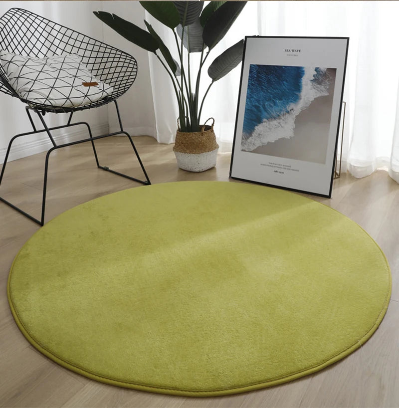 Runder Teppich aus Korallensamt in Uni-Farben für Wohnzimmer, Kinderzimmer und als Krabbelmatte – Ø 60 bis 200 cm, Schaumkern, 13 Farben
