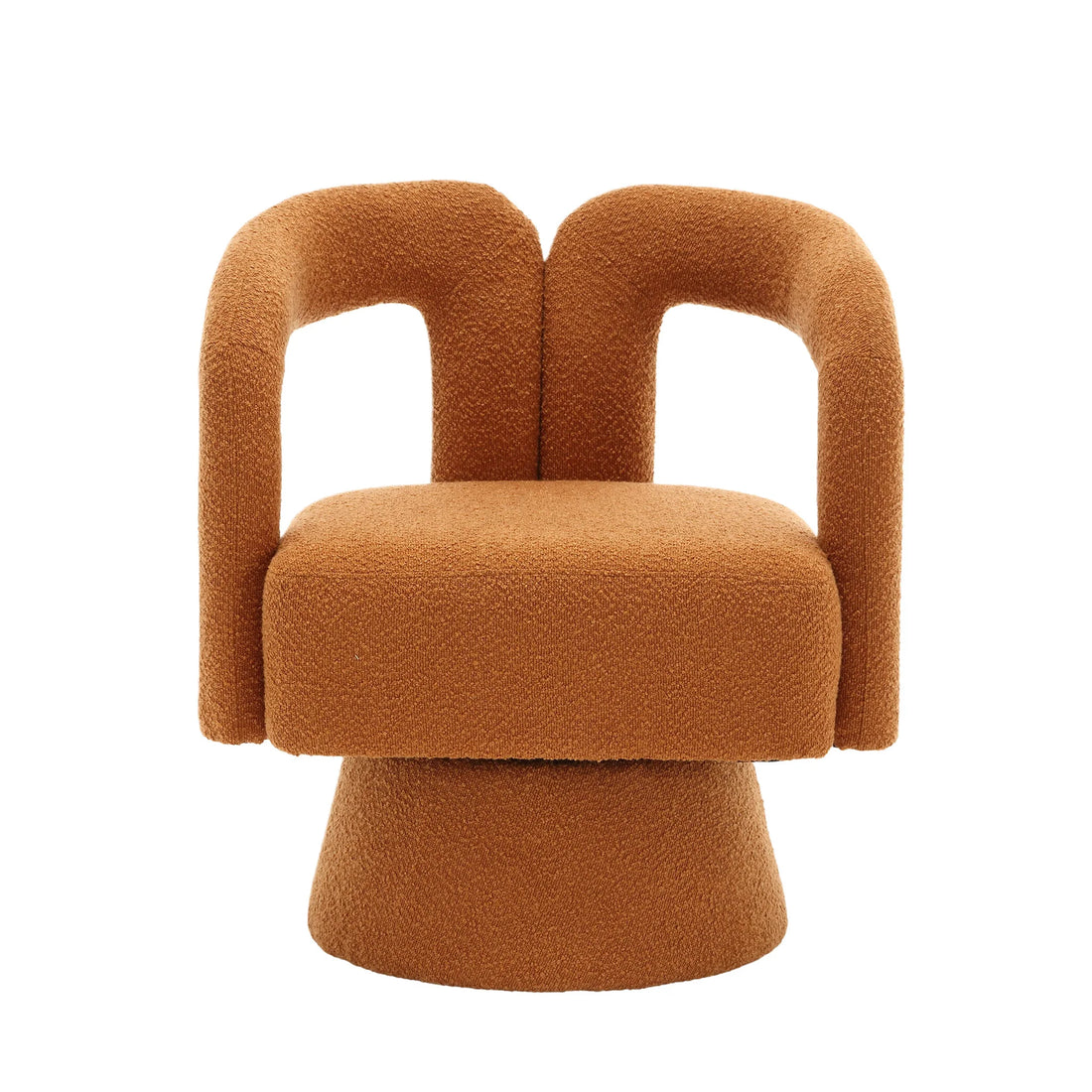 Drehbarer Bouclé-Sessel mit runder Form und breiten Armlehnen für Wohnzimmer und Schlafzimmer – 360° drehbar, 67 × 55 × 74 cm, 4 Farben