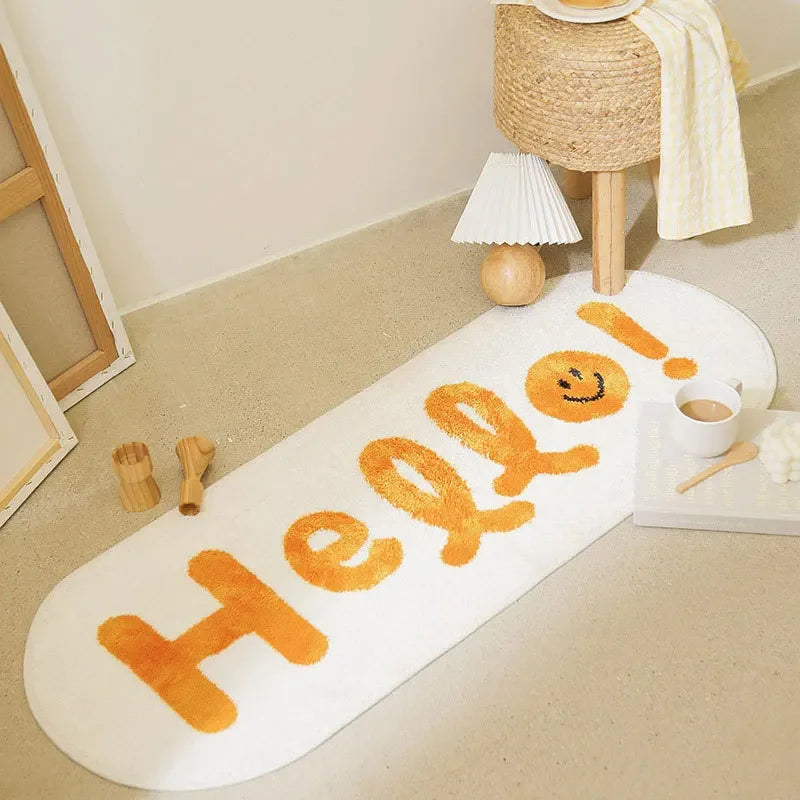 Langer Teppich mit Cartoon-Katzenmotiv als Bettvorleger für Schlafzimmer und Flur – 40 × 120 bis 60 × 180 cm, Kaschmir-Imitat, rutschfest, 4 Motive