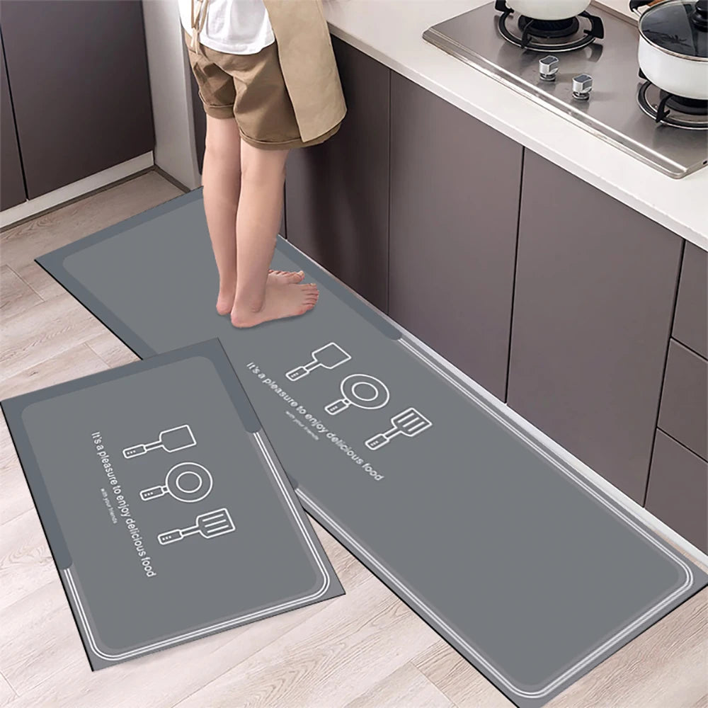 Einfarbige Küchenmatte aus Kristallsamt als Läufer für Küche, Bad und Flur – 40 × 60 bis 50 × 160 cm, saugfähig, rutschfest, 5 Ausführungen