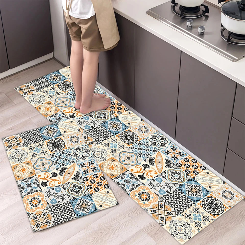 Bedruckte Küchenmatte aus Kristallsamt für Küche, Flur und Eingang – 40 × 60 bis 50 × 160 cm, auch im Zweierset, saugfähig, rutschfest, 18 Motive