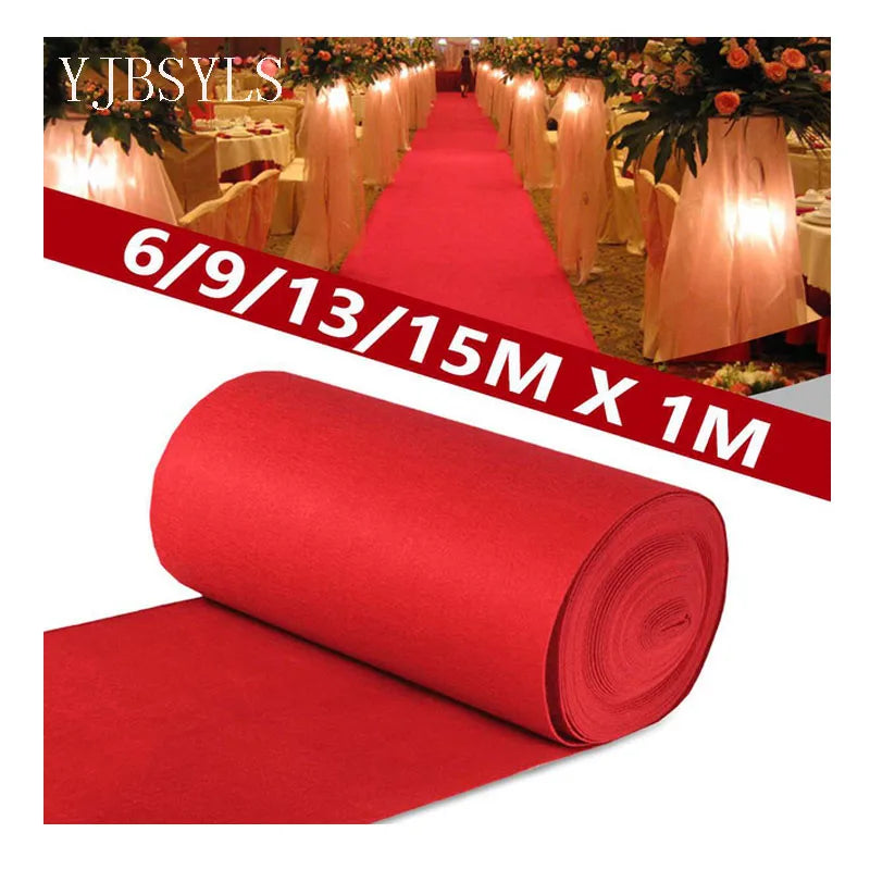Roter Teppich als Gangläufer für Hochzeit, Bankett und Feiern – 1 m breit, 1 bis 13 m lang, 1 oder 2 mm dick, Vlies, für innen und außen