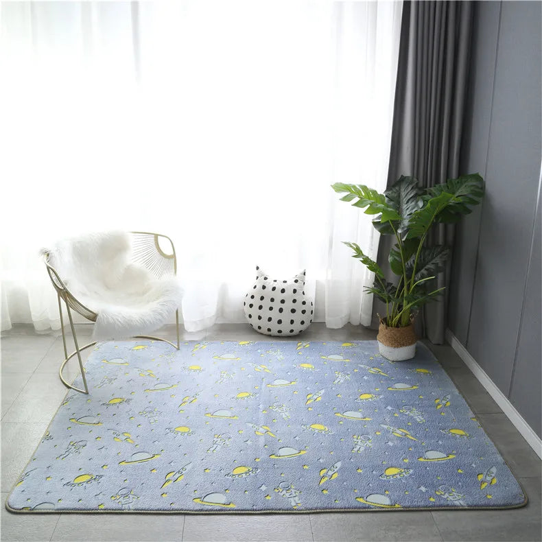 Im Dunkeln leuchtender Teppich mit 3D-Motiven für Kinderzimmer und Schlafzimmer – 40 × 60 bis 160 × 200 cm, Kurzflor, rutschfest, 12 Motive