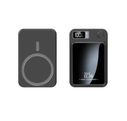 Magnetische Mini-Powerbank mit kabellosem Laden für Smartphones unterwegs – 5000 mAh, bis 22,5 W, zusätzlich USB-C, Schwarz oder Grün