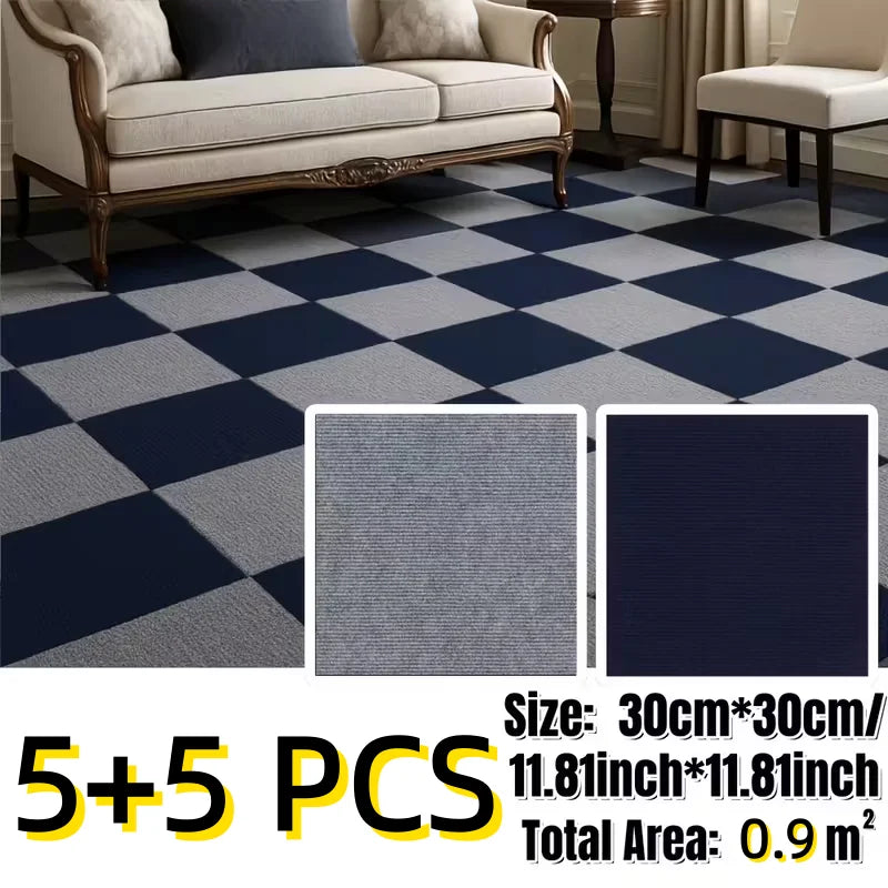 Selbstklebende Teppichfliesen zum Abziehen und Aufkleben für Schlafzimmer, Küche und Bad – 30 × 30 oder 40 × 40 cm, rutschfest, 10er-Pack, 14 Farben