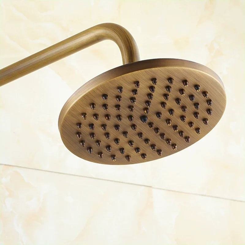 Duschset aus Messing im Vintage-Stil zur Wandmontage im Badezimmer – 3 Funktionen, Regendusche, Handbrause, Abwärtsbrause, höhenverstellbar