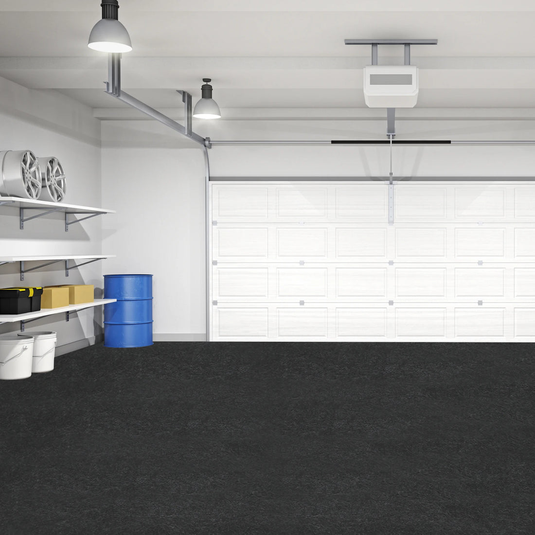 Rutschfeste Garagenbodenmatte aus Vliesstoff und PE für Garage, Lager und Werkstatt – bis 226 × 610 cm, 2,5 mm, wasserdicht, ölbeständig, Dunkelgrau
