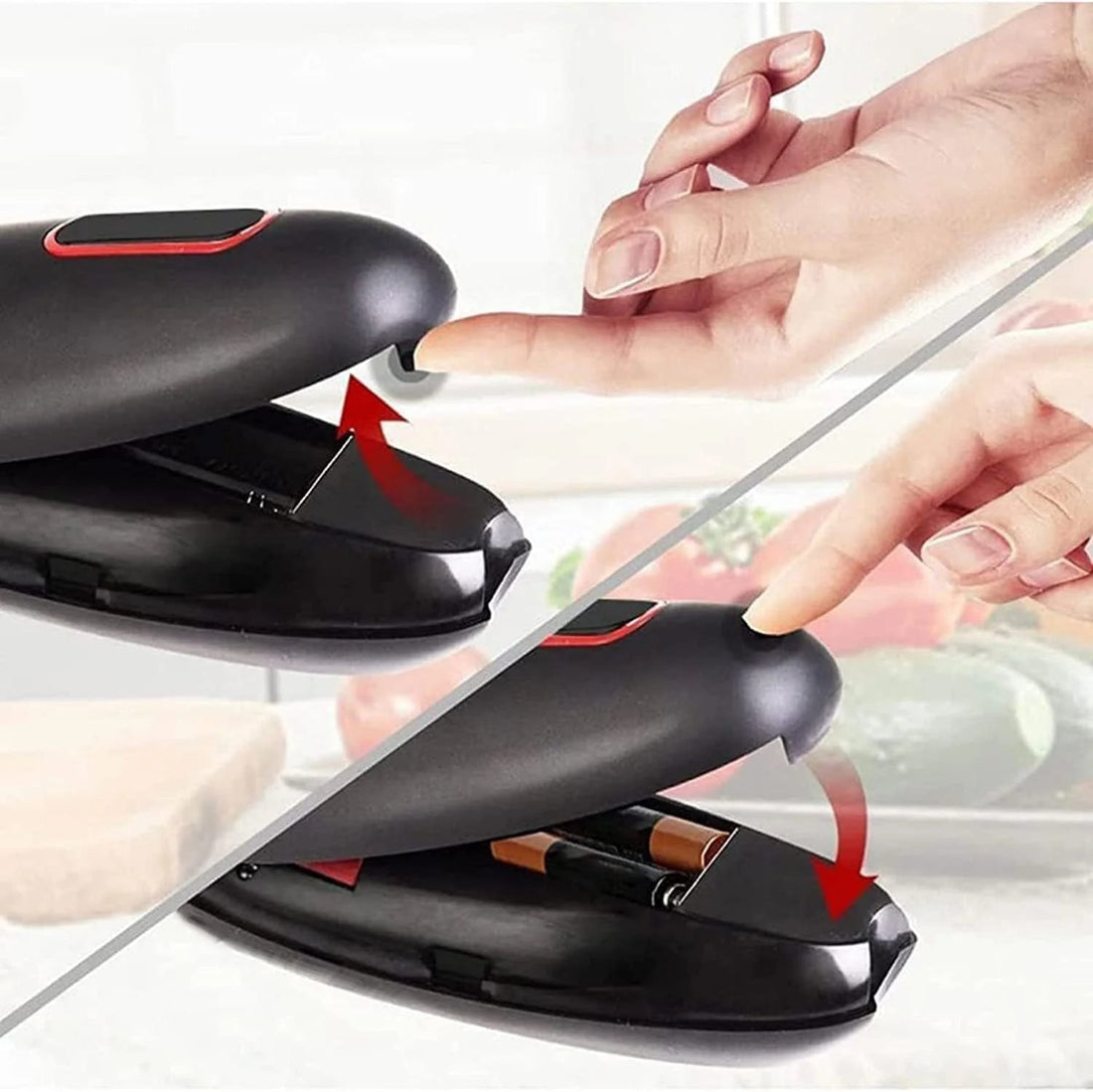Elektrischer Dosenöffner mit Ein-Knopf-Bedienung für runde Standarddosen – batteriebetrieben, glatte Schnittkanten, ergonomischer Griff, kompakt