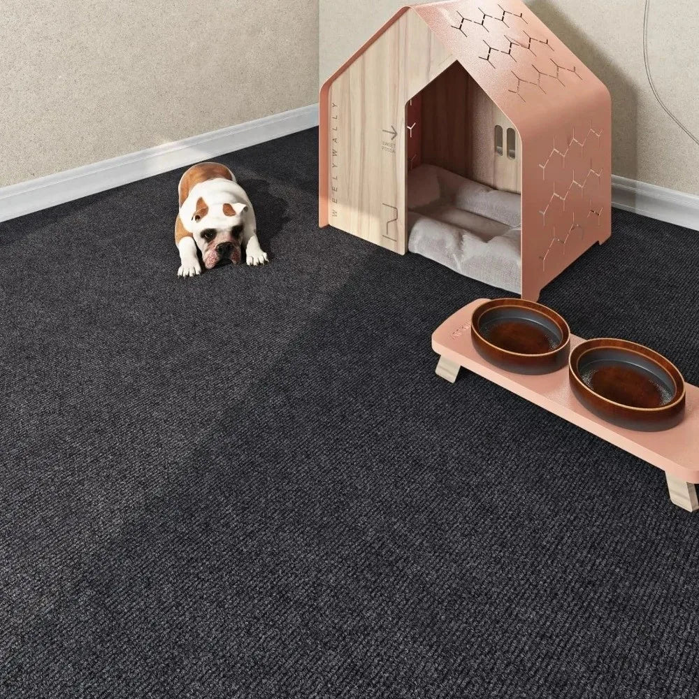 Selbstklebende Teppichfliese aus Polyester für Schlafzimmer und Wohnung – 40 × 40 cm, rutschhemmend, ohne Werkzeug verlegbar, einfarbig, 7 Farben