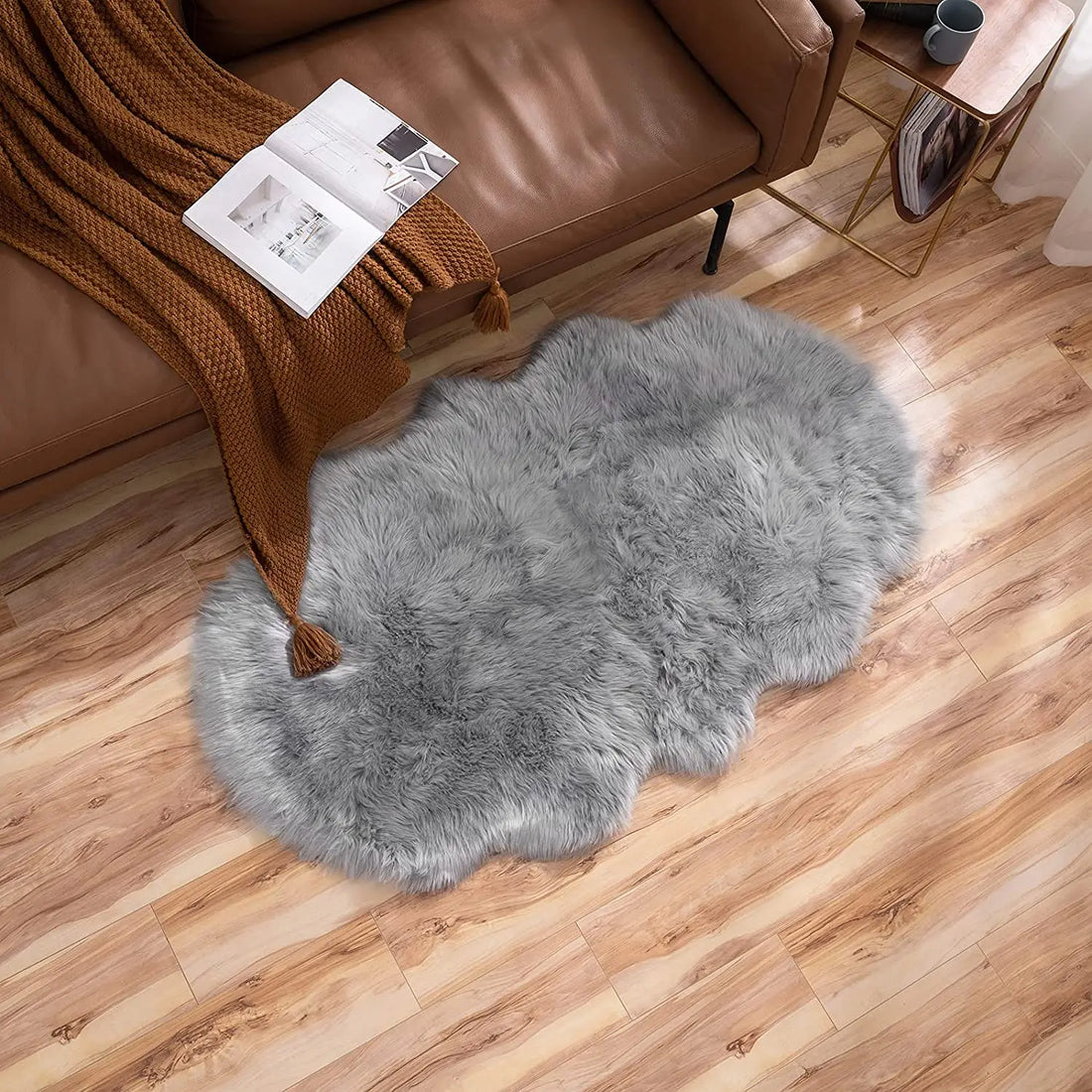 Kunstfell-Teppich in Schaffell-Optik mit langem Flor für Wohnzimmer, Schlafzimmer und Sofa – 45 × 65 bis 80 × 220 cm, 5–6 cm Flor, 10 Farben